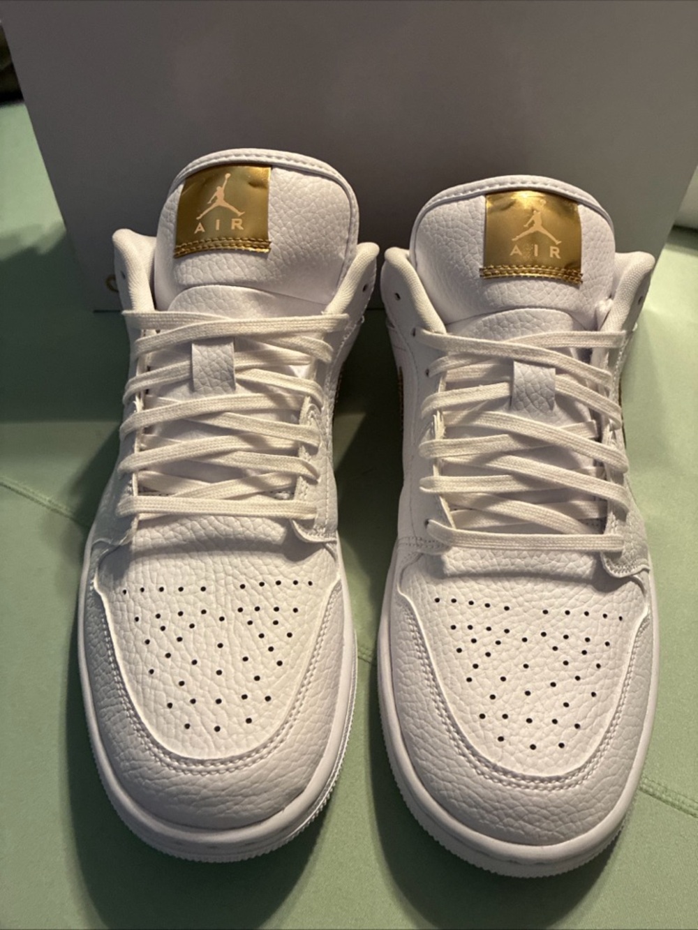 Air Jordan  1 low ladies metallic gold sneaker size 9.5 - Picture 2 of 11